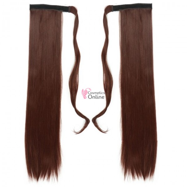 Extensie de par coada dreapta cu clema si arici 60cm cod MST33 Castaniu Mediu